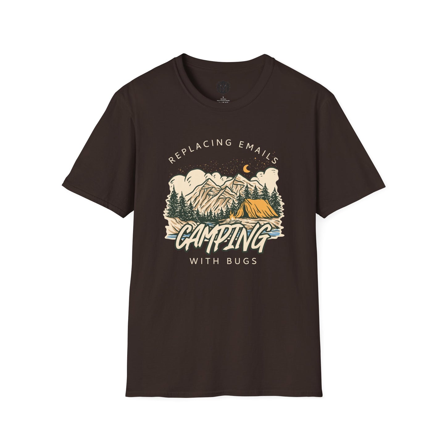 Replacing Emails with Bugs Mens Camping Outdoor Adventure Graphic Tee