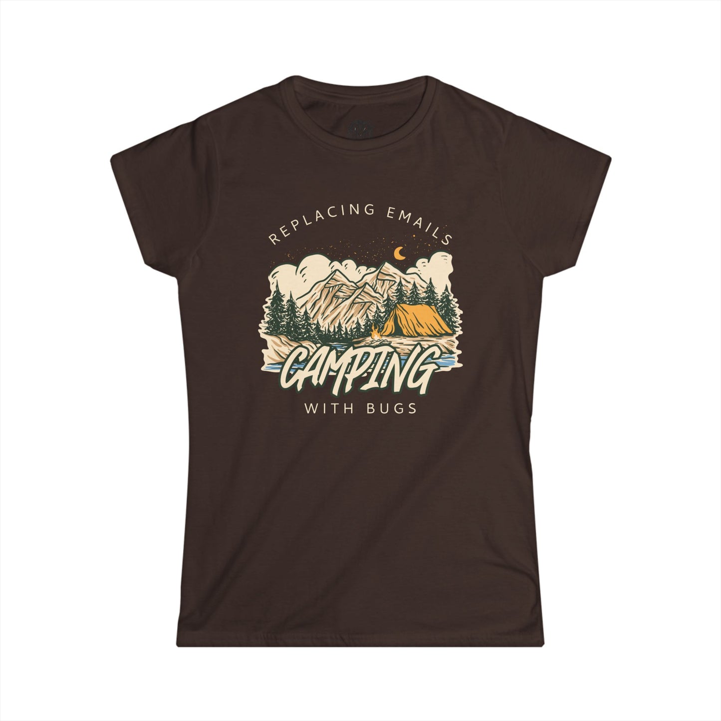 Replacing Emails with Bugs Womens Camping Outdoor Adventure Graphic Tee