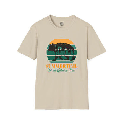 Summertime When Nature Calls Mens Camping Outdoor Adventure Graphic Tee