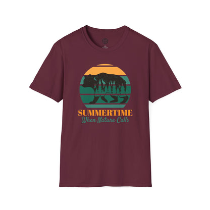 Summertime When Nature Calls Mens Camping Outdoor Adventure Graphic Tee