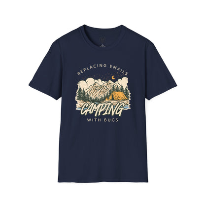 Replacing Emails with Bugs Mens Camping Outdoor Adventure Graphic Tee
