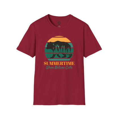 Summertime When Nature Calls Mens Camping Outdoor Adventure Graphic Tee