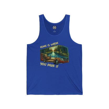 Home is Where You Park It Mens RV Road Trip Adventure Graphic Tank