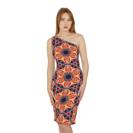Tropical Mirage One-Shoulder Sleeveless Dress