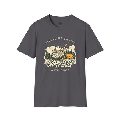 Replacing Emails with Bugs Mens Camping Outdoor Adventure Graphic Tee