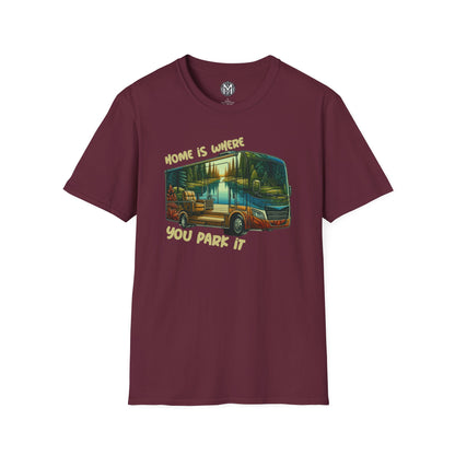 Home Is Where You Park It Mens RV Road Trip Adventure Graphic Tee