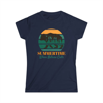 Summertime When Nature Calls Womens Camping Outdoor Adventure Graphic Tee