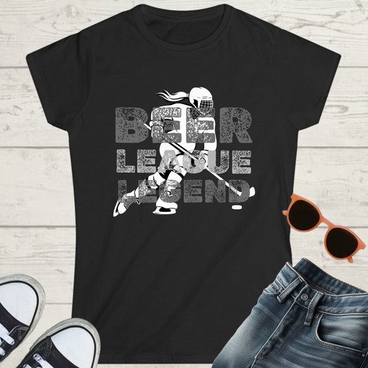 Beer League Legend Womens Hockey Graphic Tee