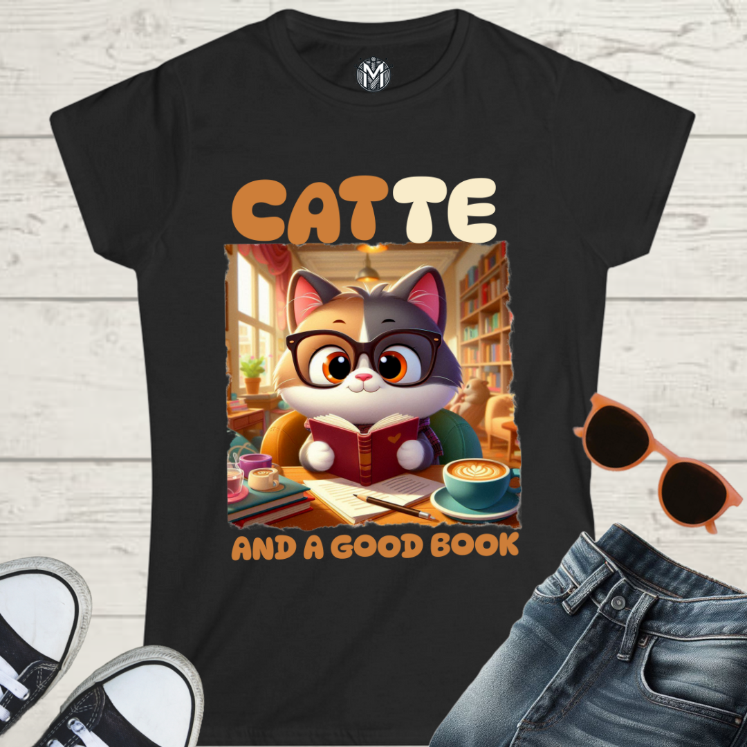 Catte Latte Women’s Tee - Cute Cat & Coffee Shirt