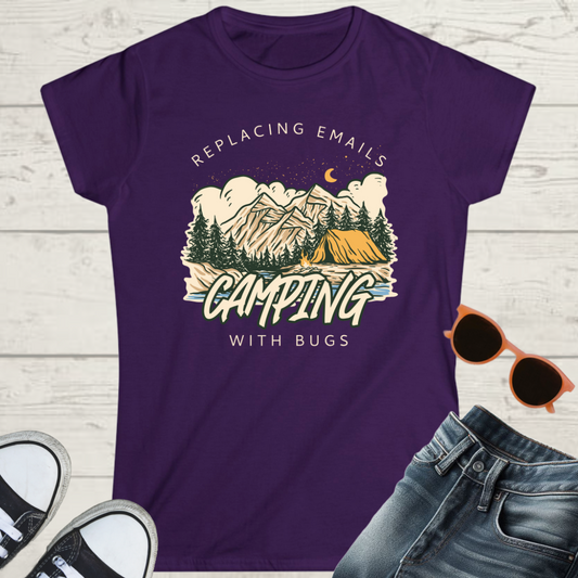 Replacing Emails with Bugs Womens Camping Outdoor Adventure Graphic Tee