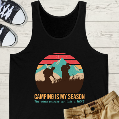 Camping Is My Season Mens Camping Outdoor Adventure Graphic Tank