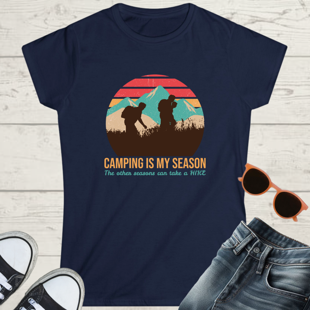 Camping is My Season Womens Outdoor Adventure Graphic Tee