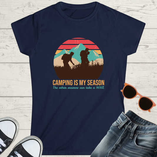 Camping is My Season Womens Outdoor Adventure Graphic Tee