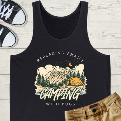 Replacing Emails With Bugs Mens Camping Outdoor Adventure Graphic Tank
