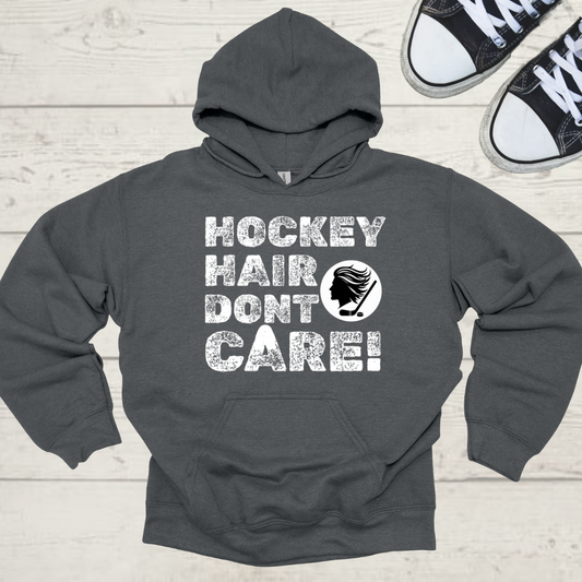 Hockey Hair Don't Care Unisex Hockey Graphic Hoodie