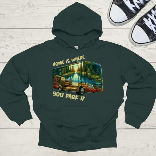 Home Is Where You Park It RV Road Trip Adventure Unisex Graphic Hoodie