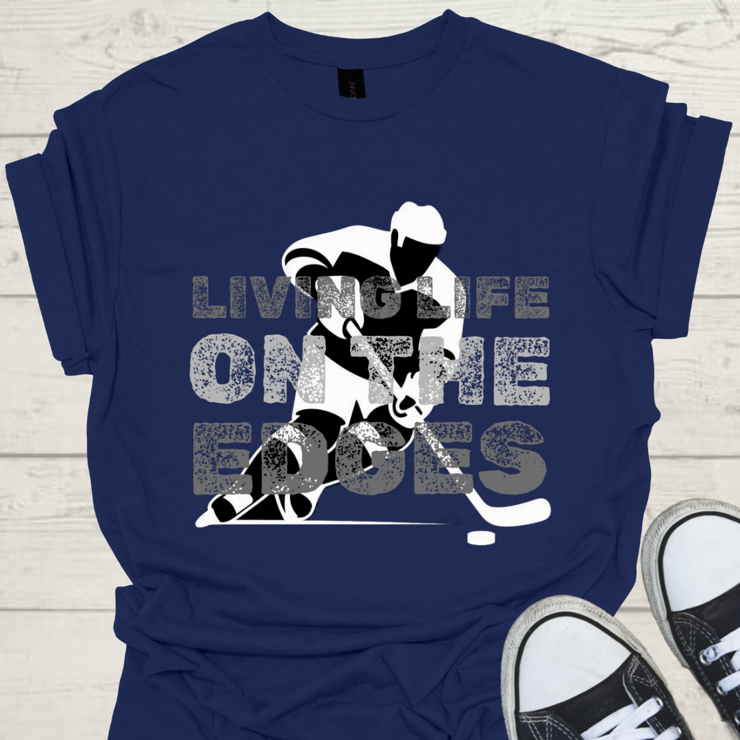 Living Life on the Edges Mens Hockey Graphic Tee