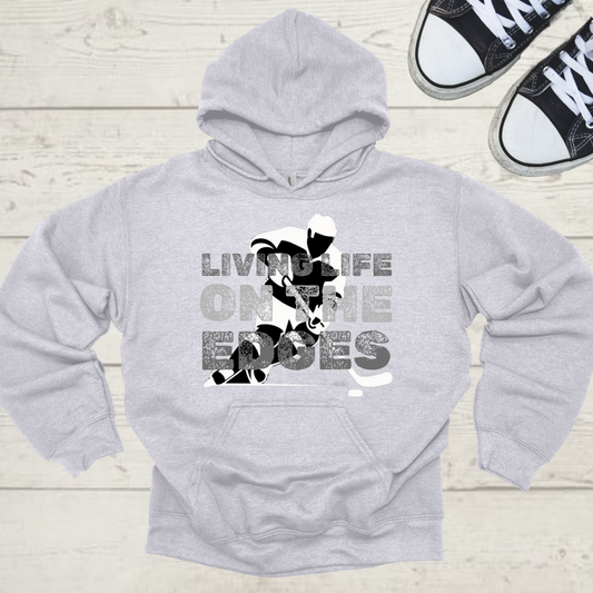 Living Life on the Edges Unisex Hockey Graphic Hoodie