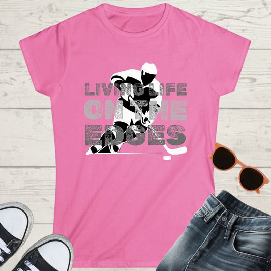 Living Life on the Edges Womens Hockey Graphic Tee