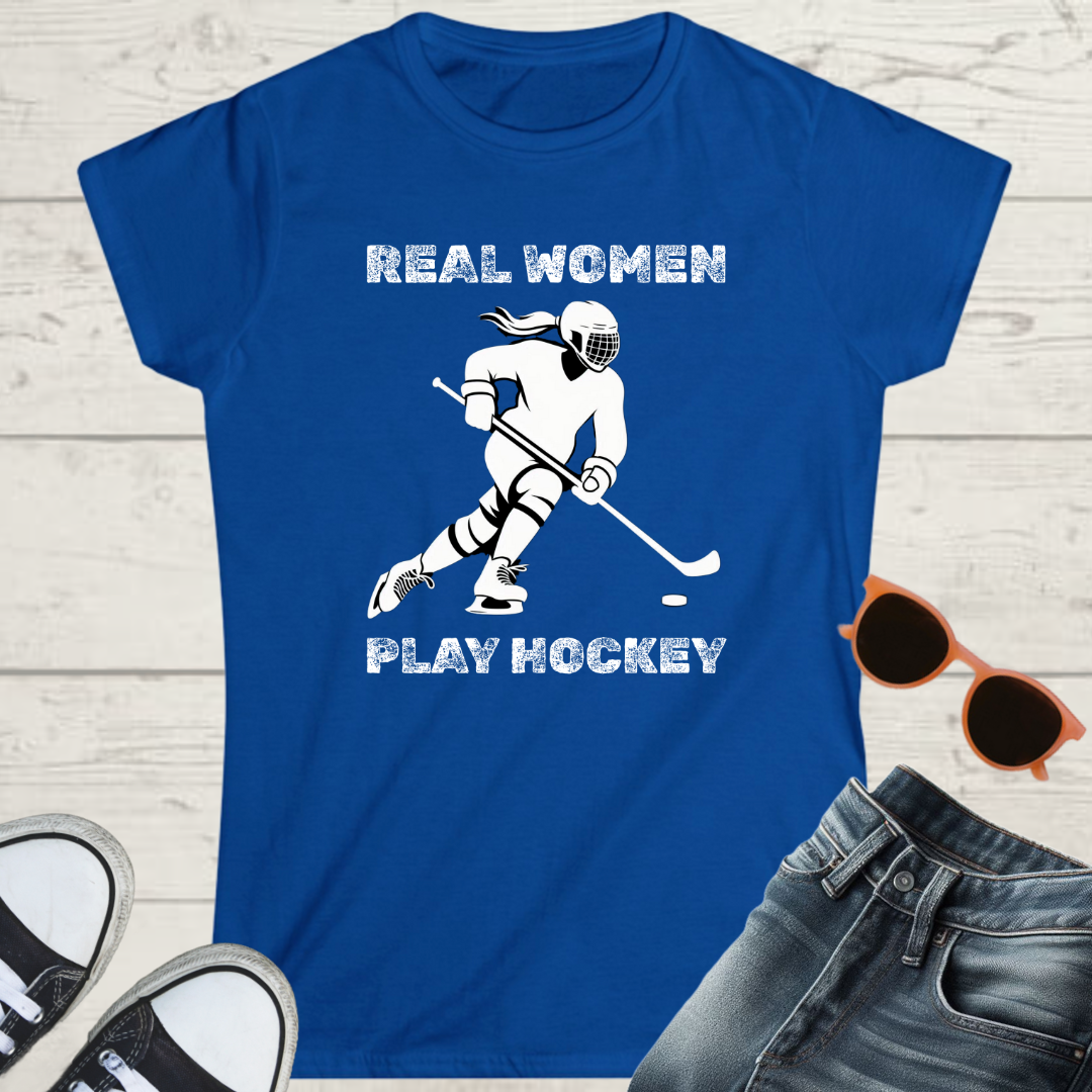 Real Women Play Hockey Womens Hockey Graphic Tee