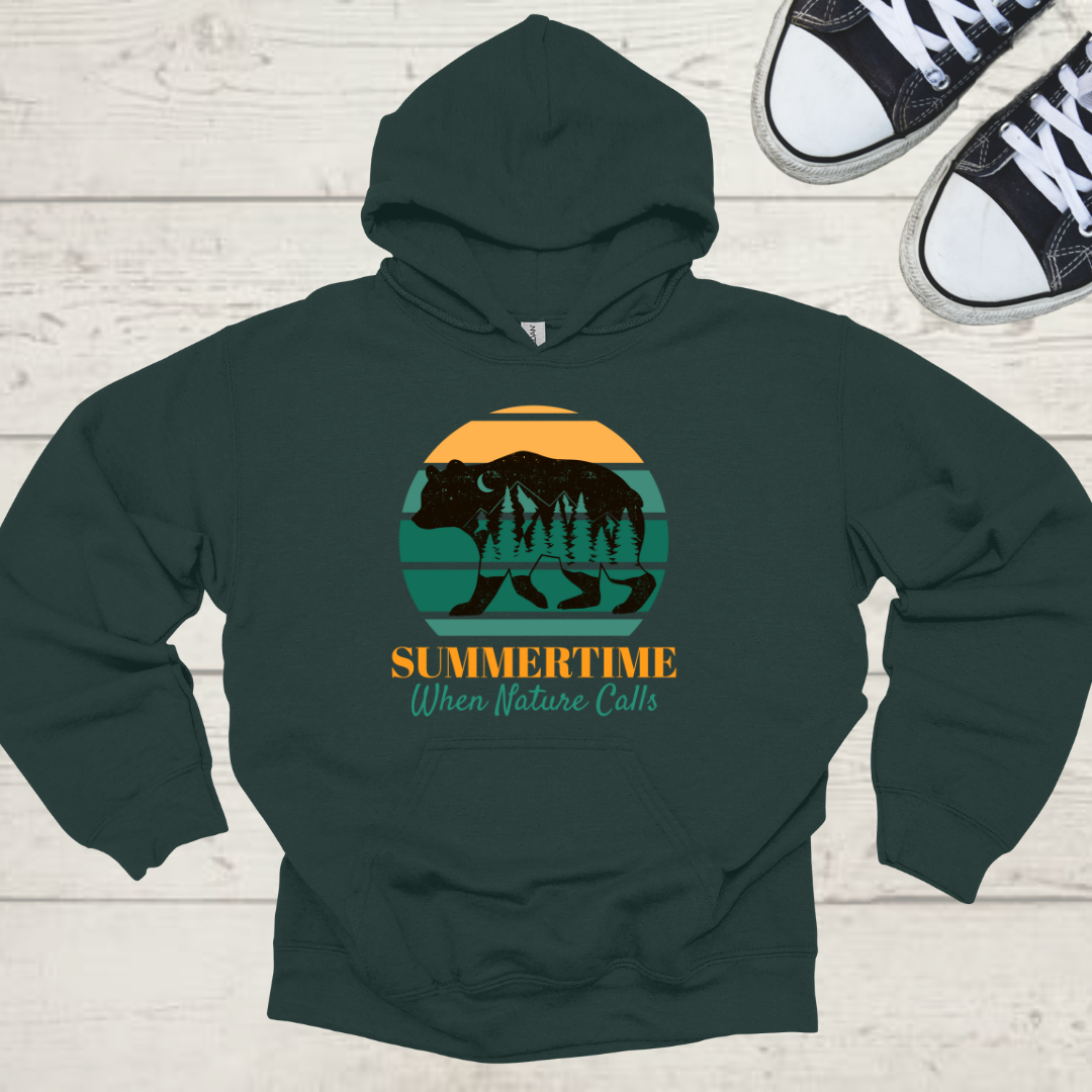 Summertime, When Nature Calls Unisex Camping Outdoor Adventure Graphic Hoodie