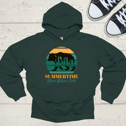 Summertime, When Nature Calls Unisex Camping Outdoor Adventure Graphic Hoodie