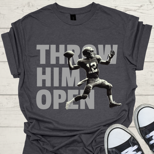 Throw Him Open Game Day Mens American Football Graphic Tee